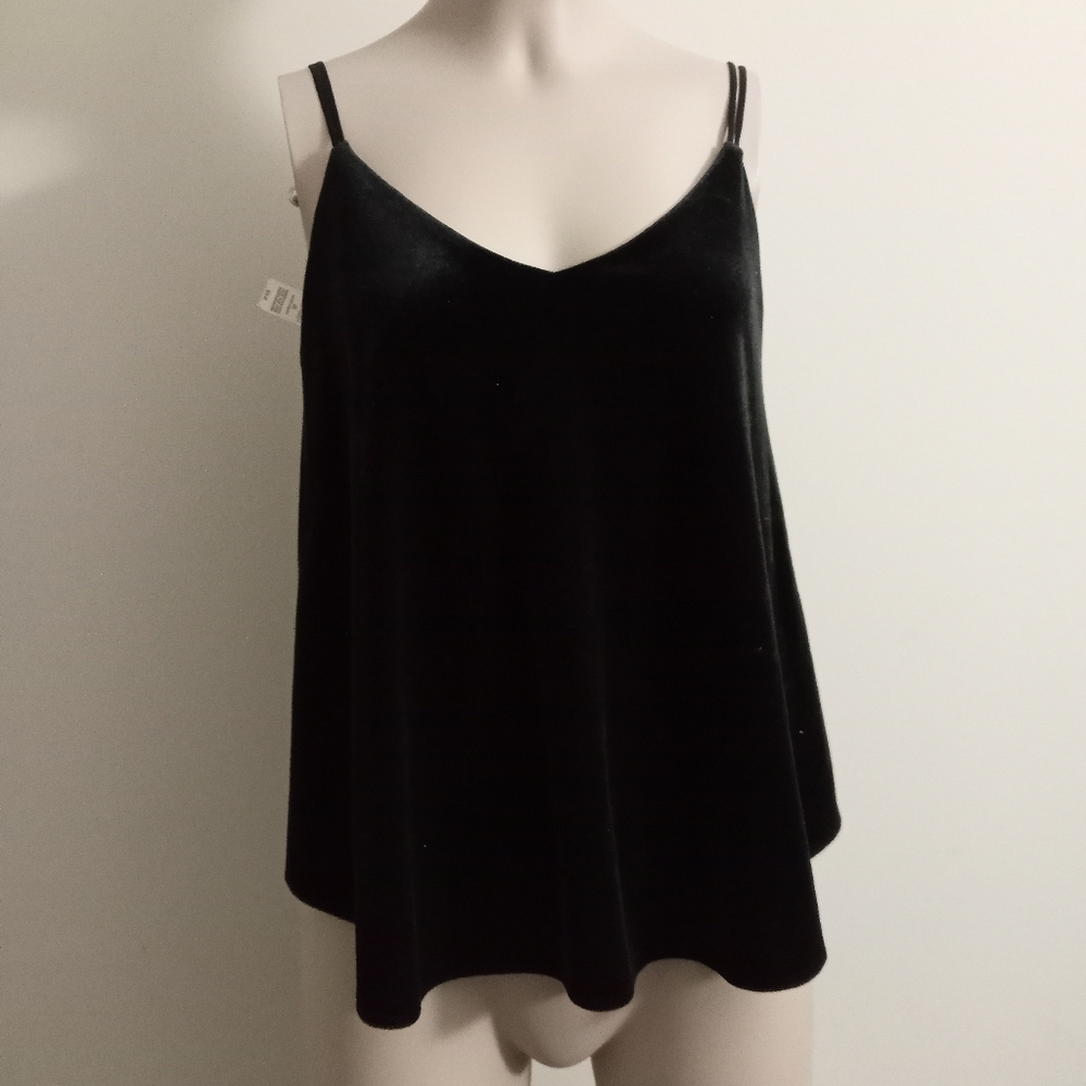 METAPHOR black velvet flowy sleeveless top size XS